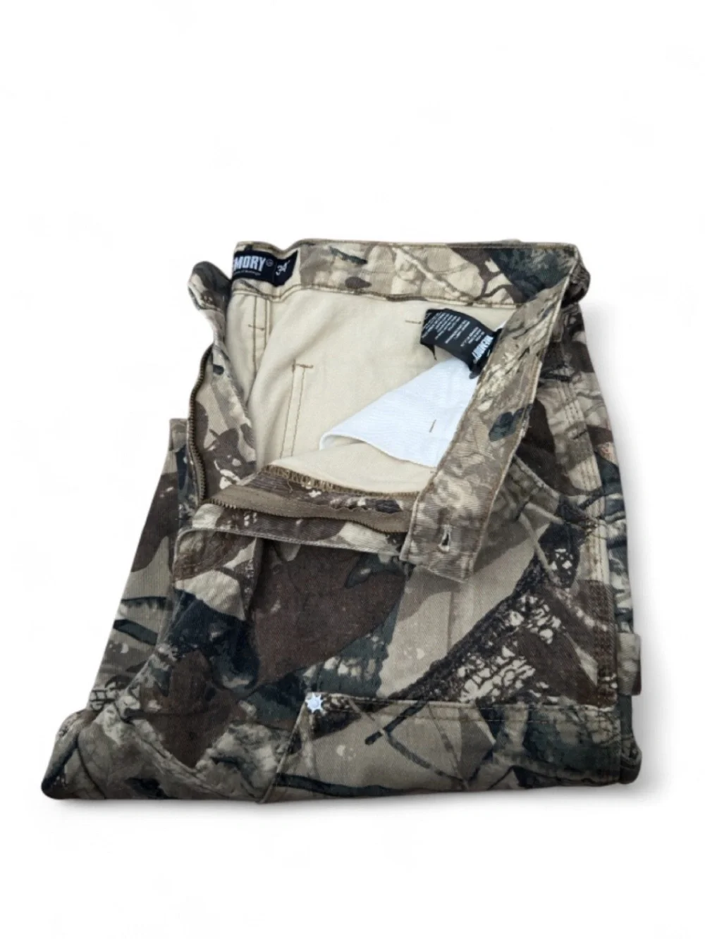 Memory Lane Double-Knee Distressed Camo Men’s Pants Size W34 x L32 (NWT)